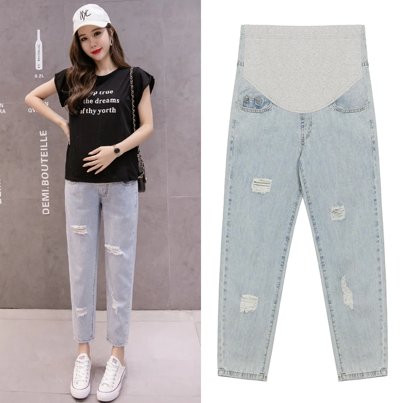 

2024 New Summer Autumn Fashion Pants Maternity Jeans High Waist Belly Skinny Pencil Pants Clothes for Pregnant Women Pregnancy