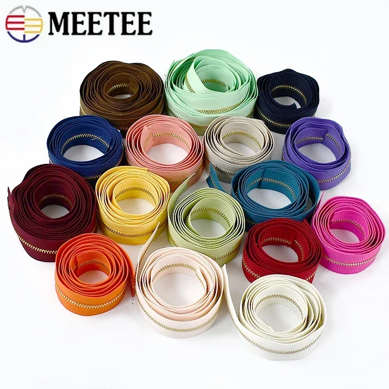 2/3/5M 3# Metal Zipper Tapes Bag Continuous Zippers Coil Purse Luggage Zip Slider Jacket Zips Cabbage Garment Sewing Material