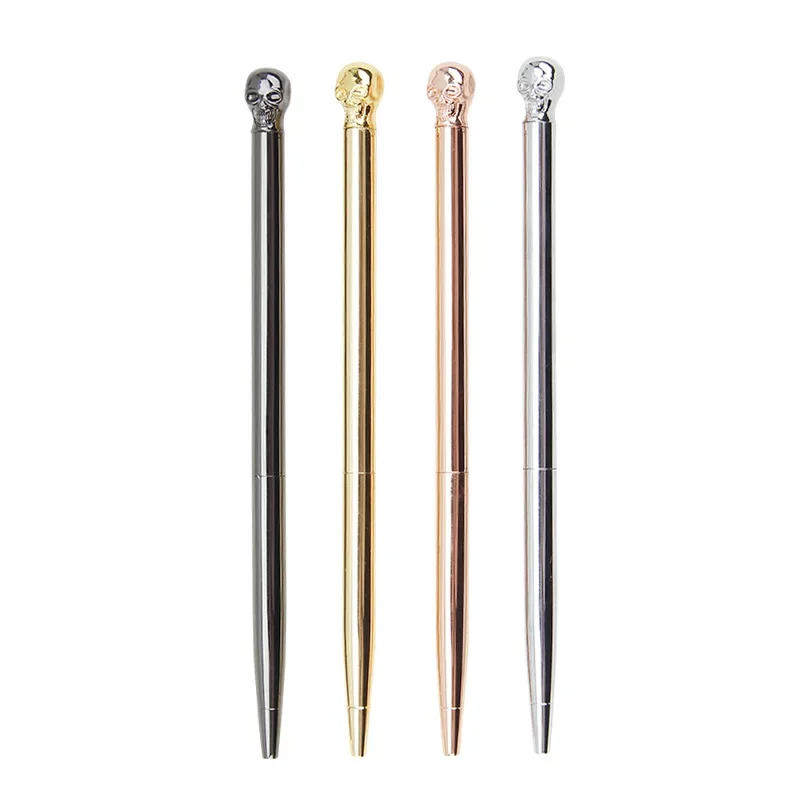 

12PCS Metal Skull Pen Student Prizes Creative Fashion Resistant Office Supplies Ballpoint Pens for Writing Stationery
