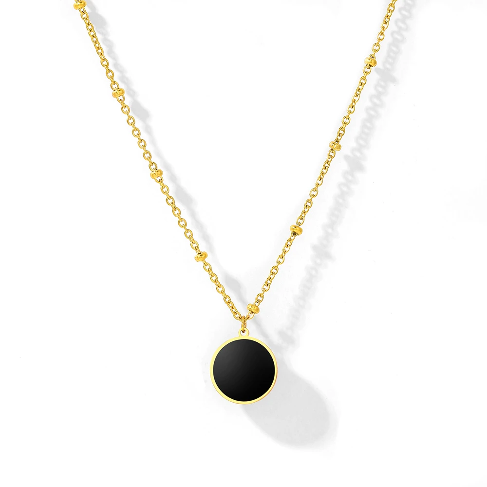 Stainless Steel Necklaces Disc Circle Pendants Choker Luxury Chains Fashion Necklace For Women Jewelry Wedding Party Gifts