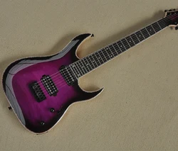 7 Strings Purple Neck-thru-body Electric Guitar with Flame Maple Veneer,Ebony Fretboard