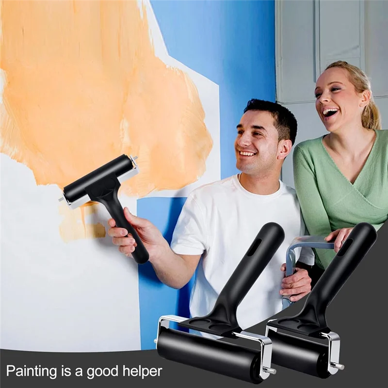 ABKO-2Pcs Hard Rubber Brayer Rollers (4 Inch And 2.2 Inch) For Printmaking,Ink Printing Gluing Application,Stamping,Wallpaper