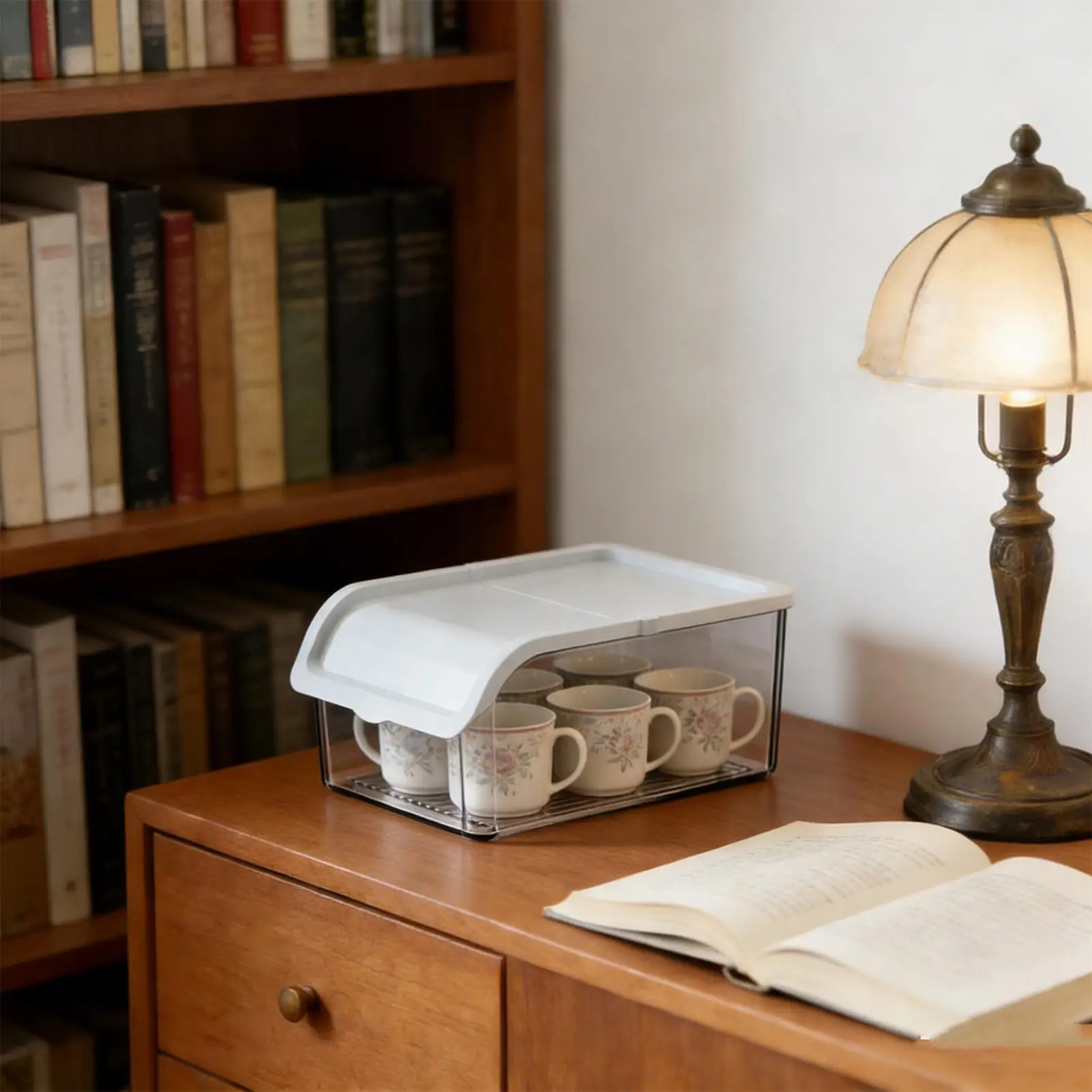 

Контейнер для хранения чая, большой, штабелируемый, с полузакрытой крышкой, органайзер для чайных чашек, для кухни, шкафа, столешницы