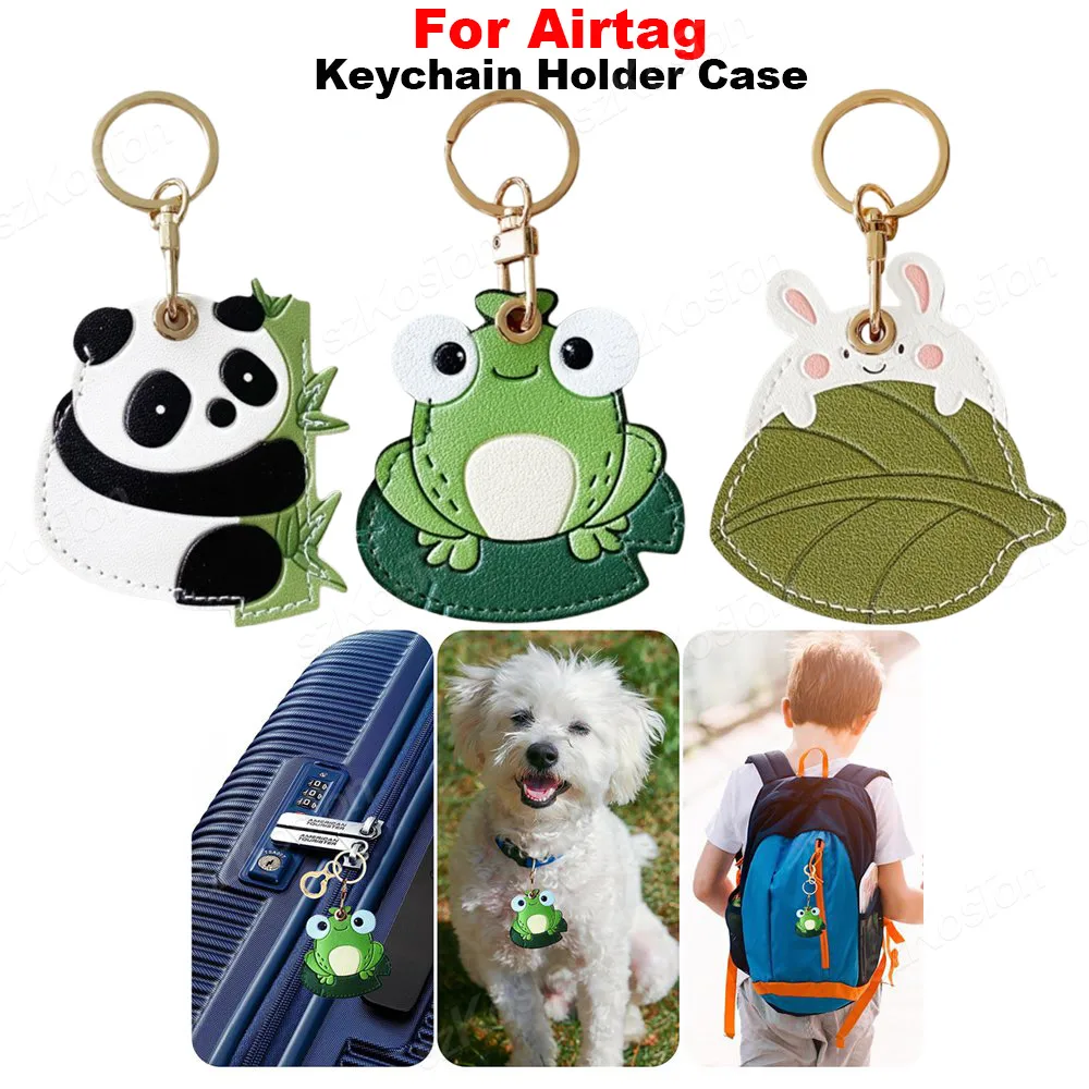 For Airtag Leather Cute Keychain Holder Case Anti-Lost & Scratch Resistance Key Ring Cover for Air tag Shell Accessories