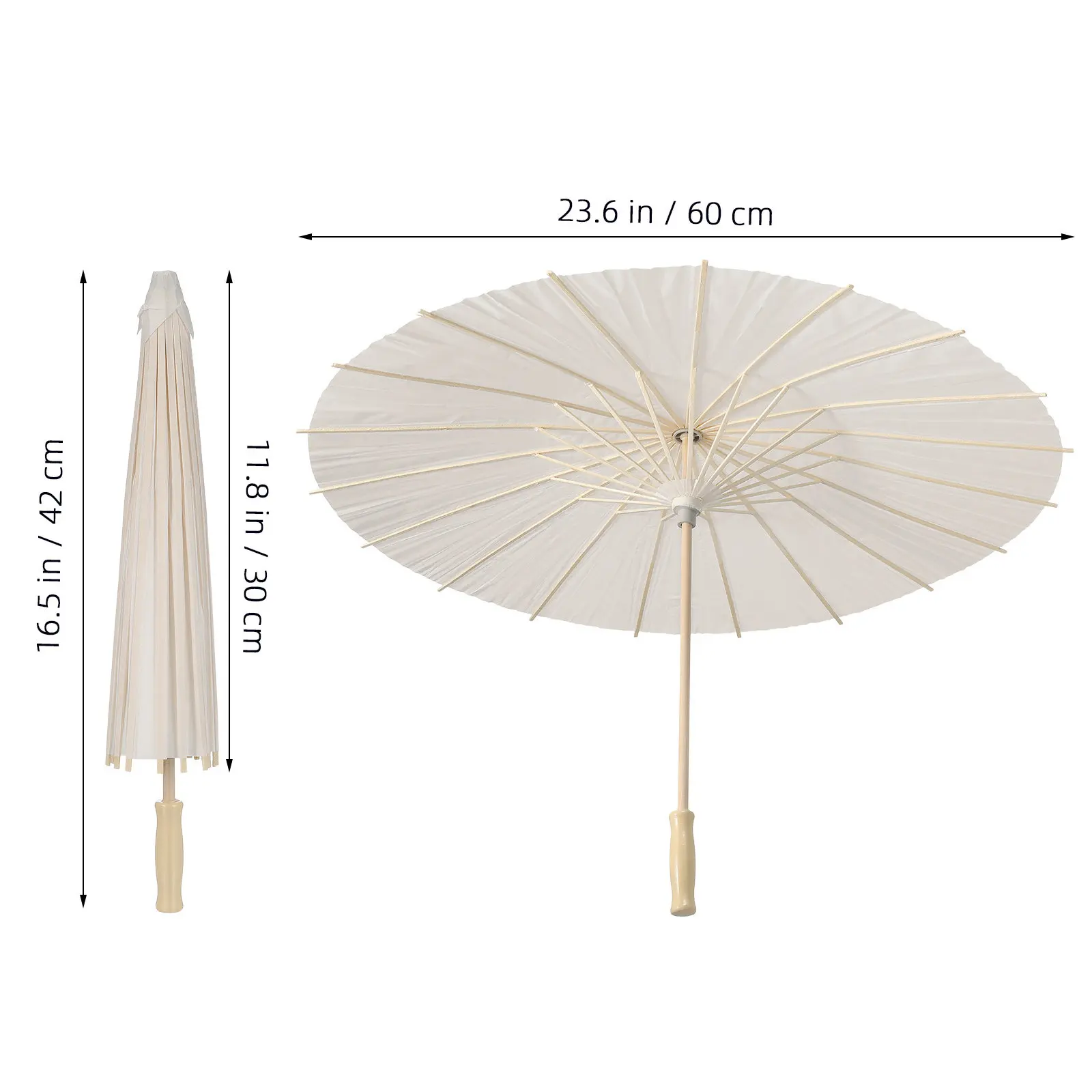 5Pcs White Paper Umbrellas Unpainted Oil Paper Handmade Chinese Style Parasol Lightweight DIY Craft Painting Prop for Wedding