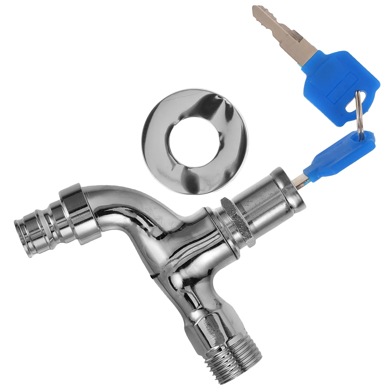 1 Set Outdoor Faucet Single Handle Lockable Water Tap Anti-Theft Kitchen Sink Alloy Spout Durable Long Lasting No Tools Needed
