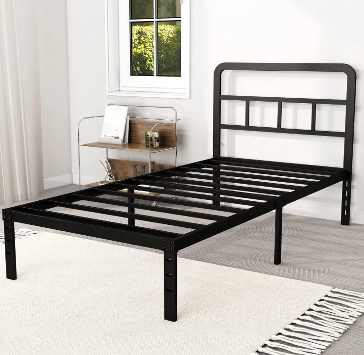 

Metal Platform Twin Bed Frames with Headboard Heavy Duty Steel Slat Mattress Foundation/Easy Assembly/Noise promote sales