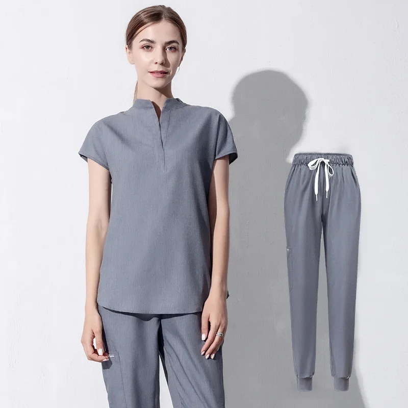 Fashion Scrubs Set Women Short Sleeve Hoapital Working Nursing Uniform Doctor Clothing Surgery Workwear Beauty Salon Scrub Suits