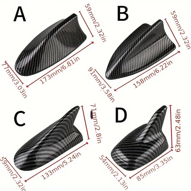 Shark car antenna fin carbon fiber universal decorative part non functional simulation car parts Car Shark  for Car General Cars - view 3