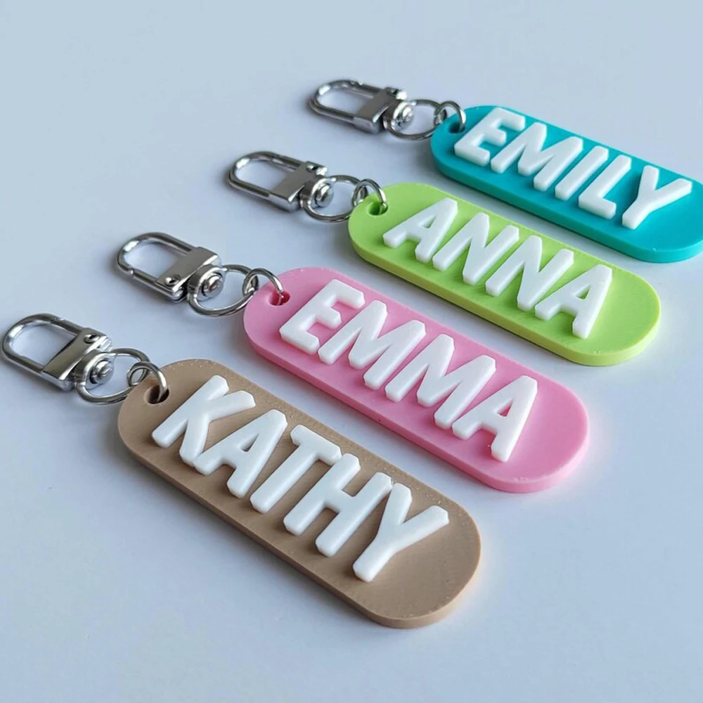 Personalized Customized Name Keychain Custom Acrylic Label Keychain Fashion Luggage Name Label Commemorative gift for a Friend