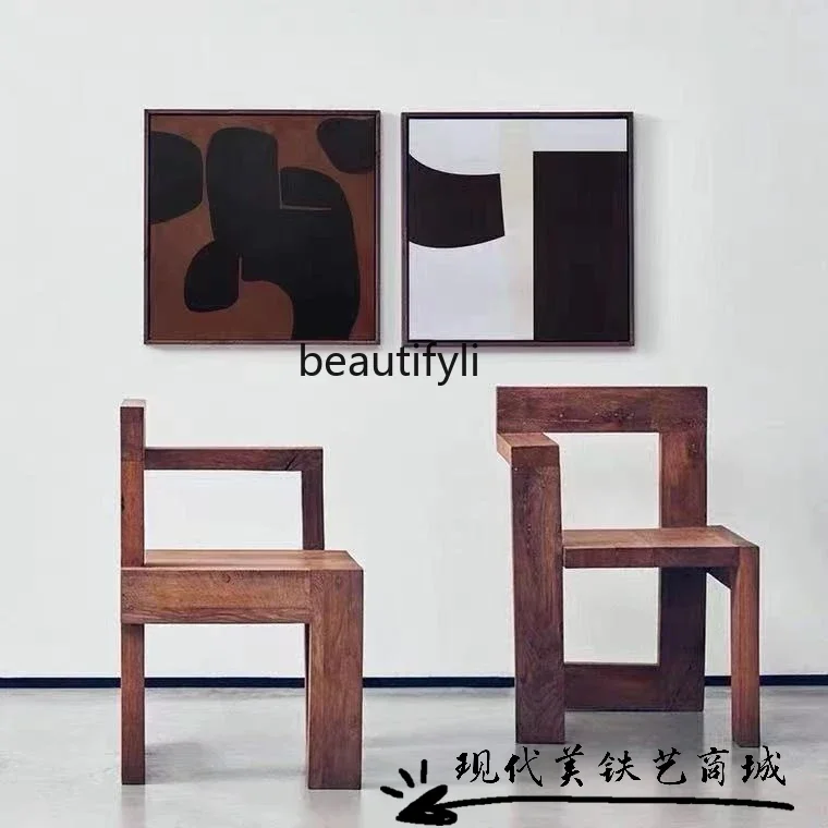 

Nordic Design Chair Solid Wood Light Luxury Model Room Decoration Leisure Armrest Armchair