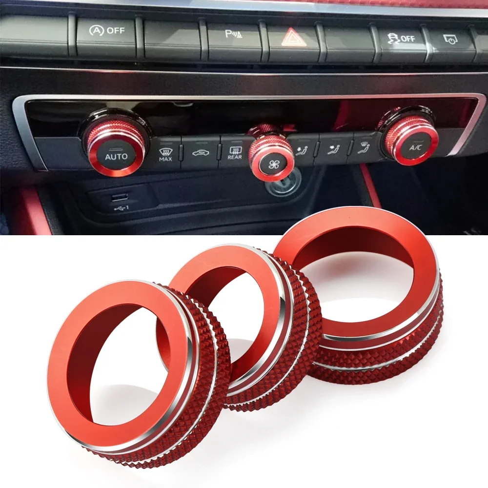 For Audi A3 8V 2014-2020 Car Styling Center Console Multimedia Knob Switch Circles Decoration Cover Trim Interior Accessories