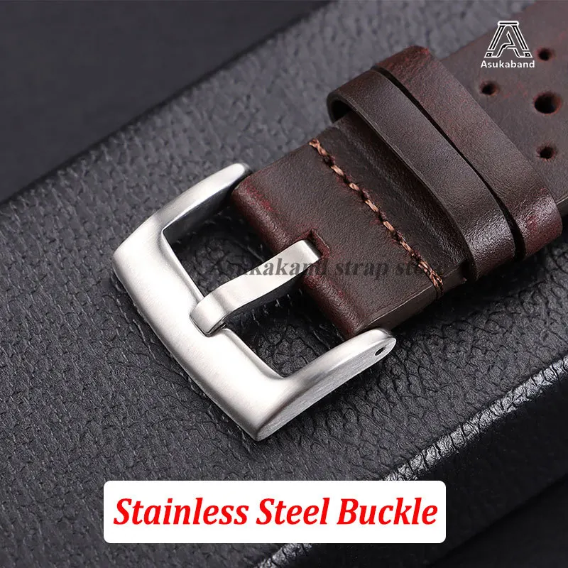 20mm 22mm Quick Release Genuine Leather Watchstrap for Huawei Watch GT6/5/4 Band for Samsung Bracelet Oil Wax Leather Men's Band
