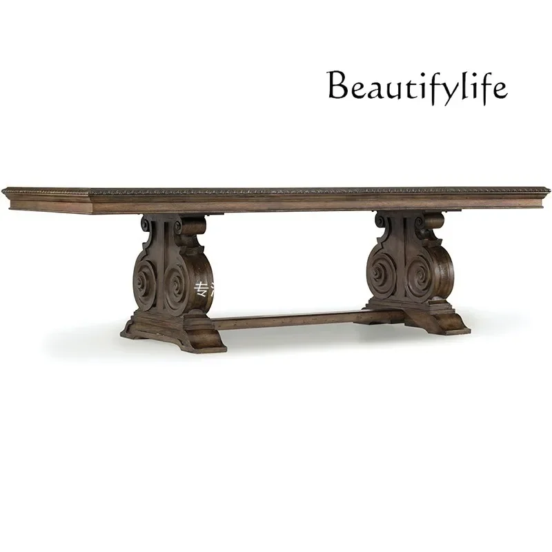 

N Набор обеденных столов и стульев из дуба во французском стиле в стиле ретро, простой прямоугольный обеденный стол