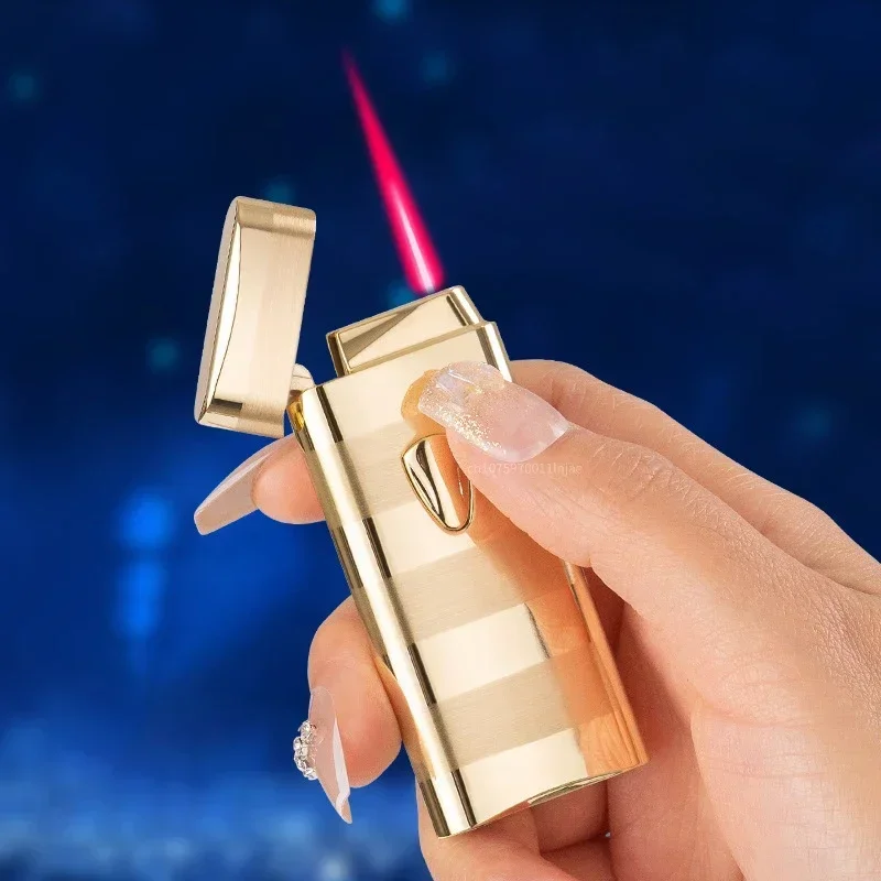 Outdoor Windproof Direct Punch Red Flame Turbo Torch Gas Lighter Induction Ignition Metal Lighter Gift for Men Lighters Smoking