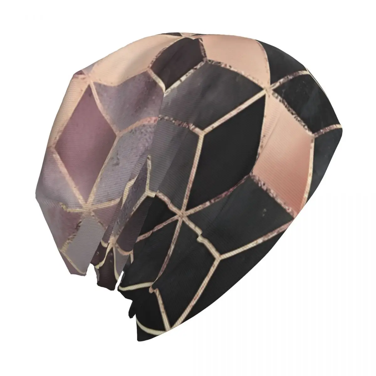 Pink And Grey Gradient Cubes Unisex Bonnet Thin Outdoor Double Layer Hats For Men Women image 6