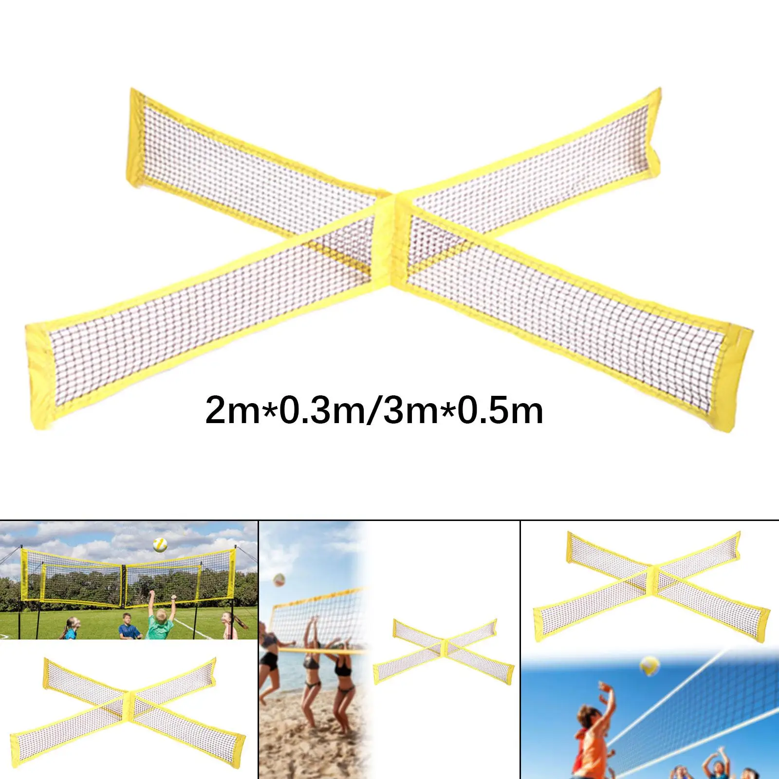 

Four Square Volleyball Game Practice Net Portable Professional 4 Way Volleyball and Badminton Net for Park Garden Backyard Beach
