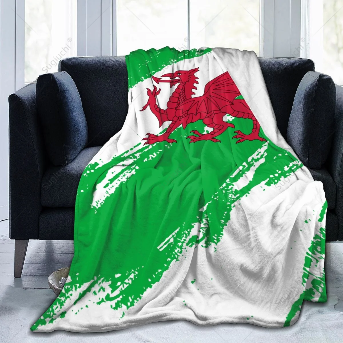 Blanket Wales Flag Color Flannel Multifunction Camping Sofa Cover Keep Warm