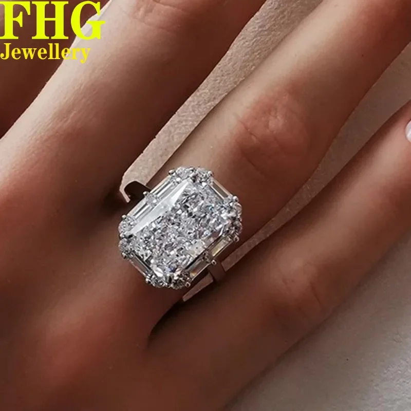 

6 7 8 9 10 Carat Au585 14K White Gold Ring DVVS1 Radiant moissanite Diamonds Wedding Party Engagement Anniversary Ring