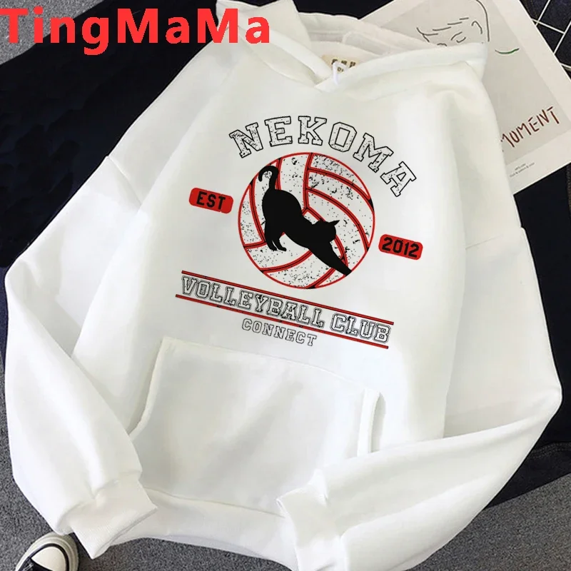 Nekoma Hoodie Volleyball Katzenpfote Anime Sport Club Ästhetisch Vintage Japanisch Schwarz Oversized Lässige Sport-Sweatshirts – Detail 10