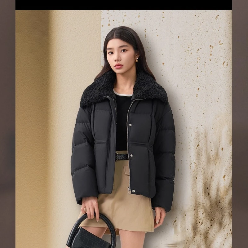 

Женский короткий пуховик Chericom, зима 2025 г., съемный воротник из искусственного меха, теплая молния, повседневная верхняя одежда Y309112Y