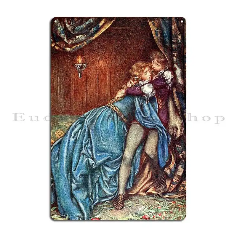 Guinevere And Lancelot Eleanor Fortescue Brickdale Metal Signs Vintage Painting Iron Garage Wall Mural Tin Sign Poster