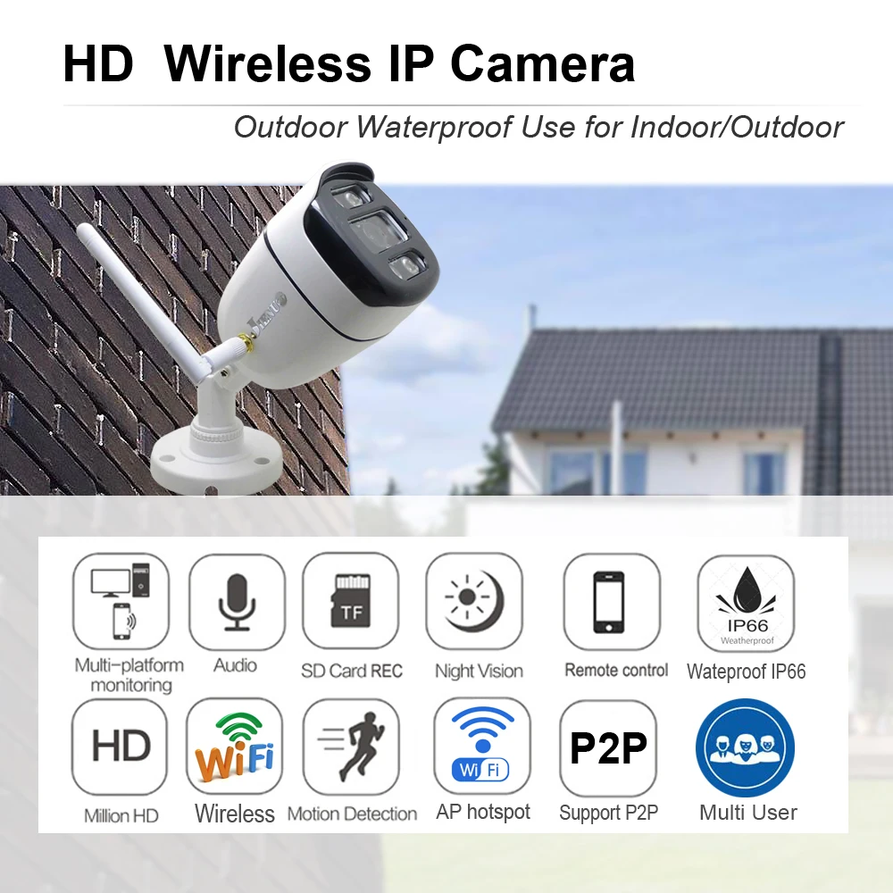 Cámara de seguridad inalámbrica para el hogar, sistema de vigilancia IP Cctv 4K HD, impermeable, Audio, visión nocturna IR 1080P, CamHipro CamHi, Wifi