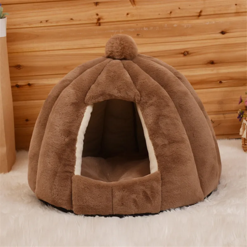 

Winter Dog Bed Self-Warming Puppy House Cozy Cat Sleeping Tent Cave Beds Indoor Kitten Nest Kennel Hut for Small Medium Cats