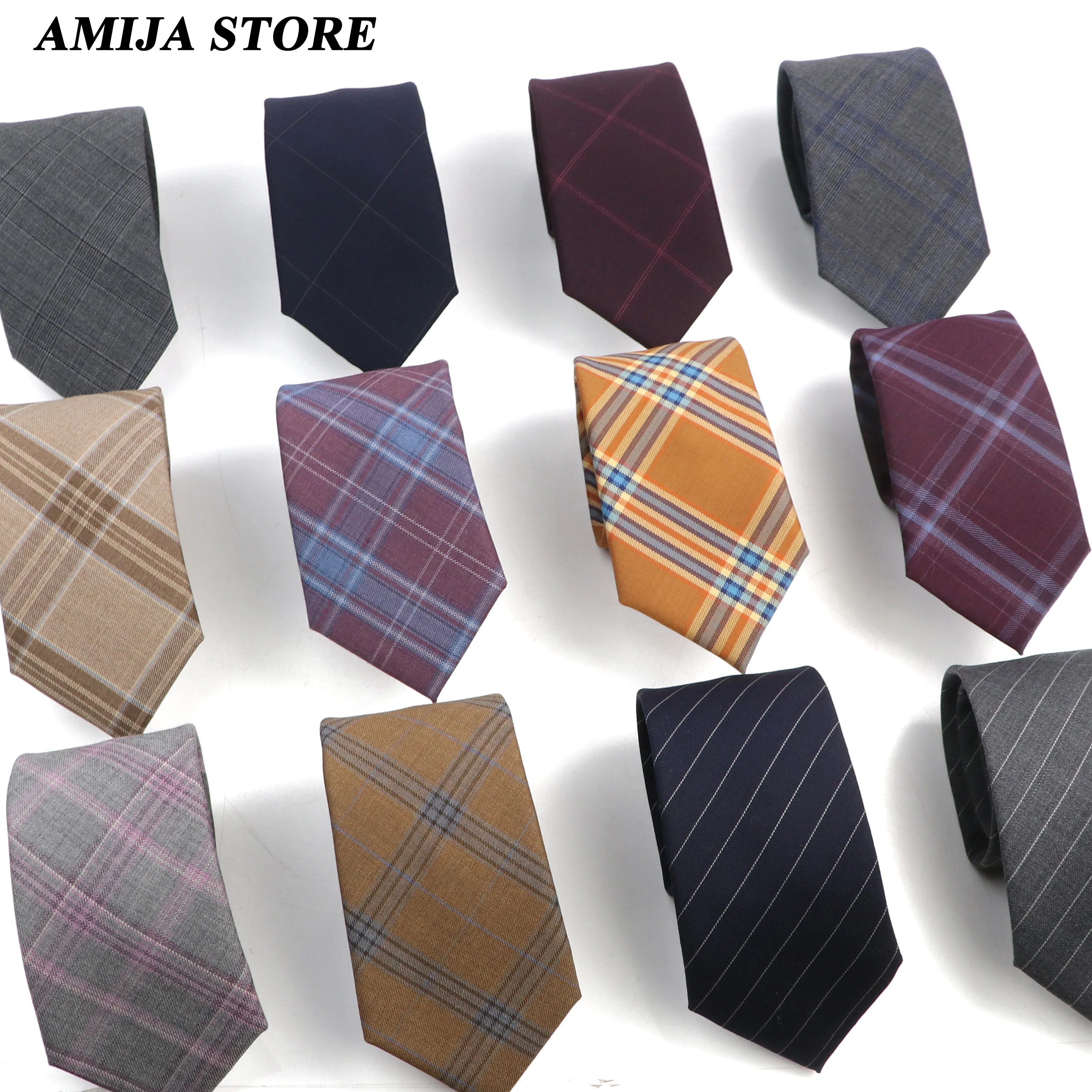 Wool Neck Ties For Men Women Casual Striped Plaid Tie 7cm Suits Narrow Ties Boy Girls Woolen Necktie Gravata Gift Uniform Neckti