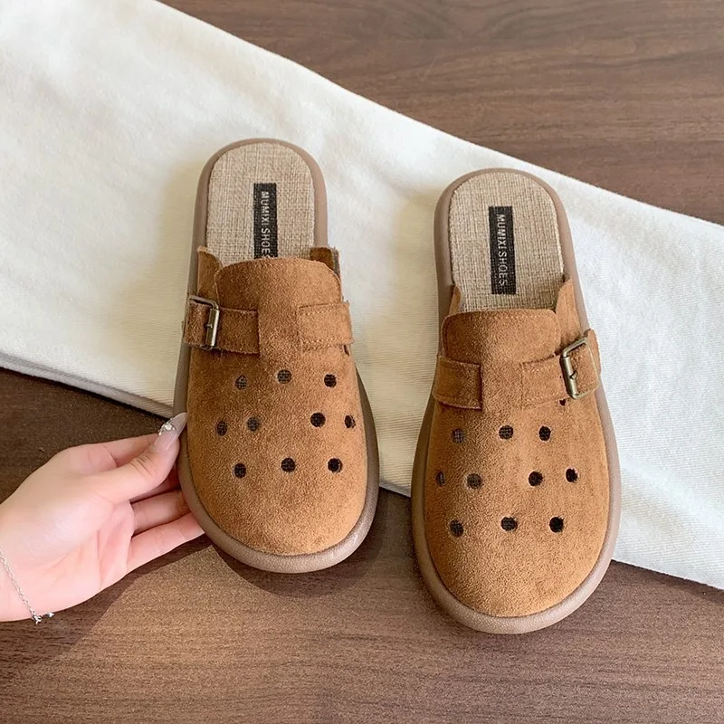 

Летняя одежда It Outside, модные тапочки, обувь в форме пещеры с пряжкой на толстой подошве, повседневные женские сабо на плоской подошве, однотонные тапочки больших размеров, новые