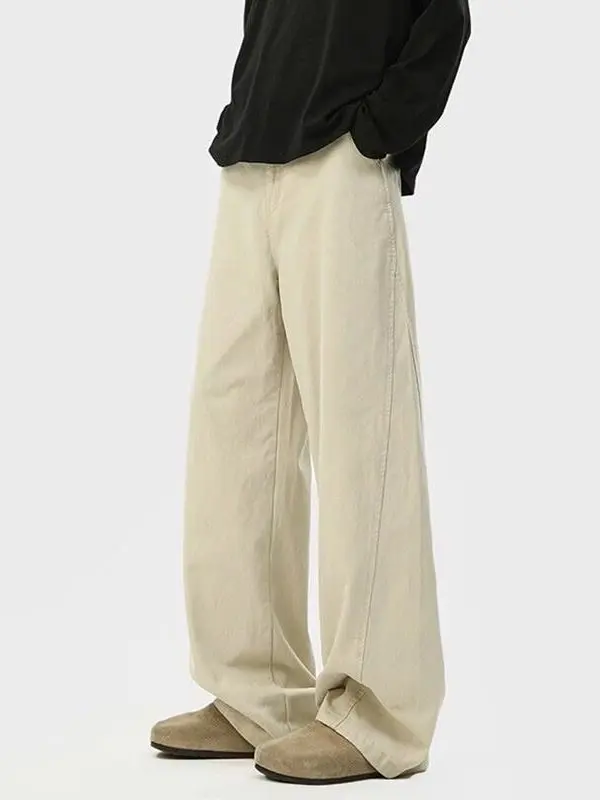 

Мужские джинсы Waed American Sle, цвет хаки, прямой крой, рабочие, модные, свободные, осенне-зимние, повседневные, широкие, длинные брюки