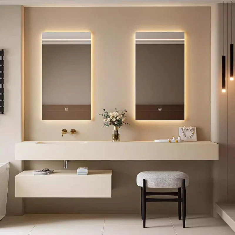 2024 new Italian minimalist brown integrated basin hanging toilet washstand bathroom cabinet