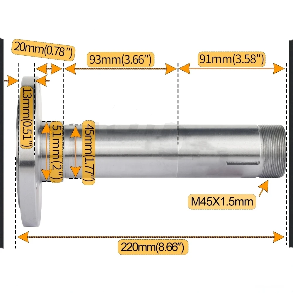 Lathe Spindle MT5# 38mm Aperture For WM210V-145 BHC210 HS210 JY210V CTC210 Lathe