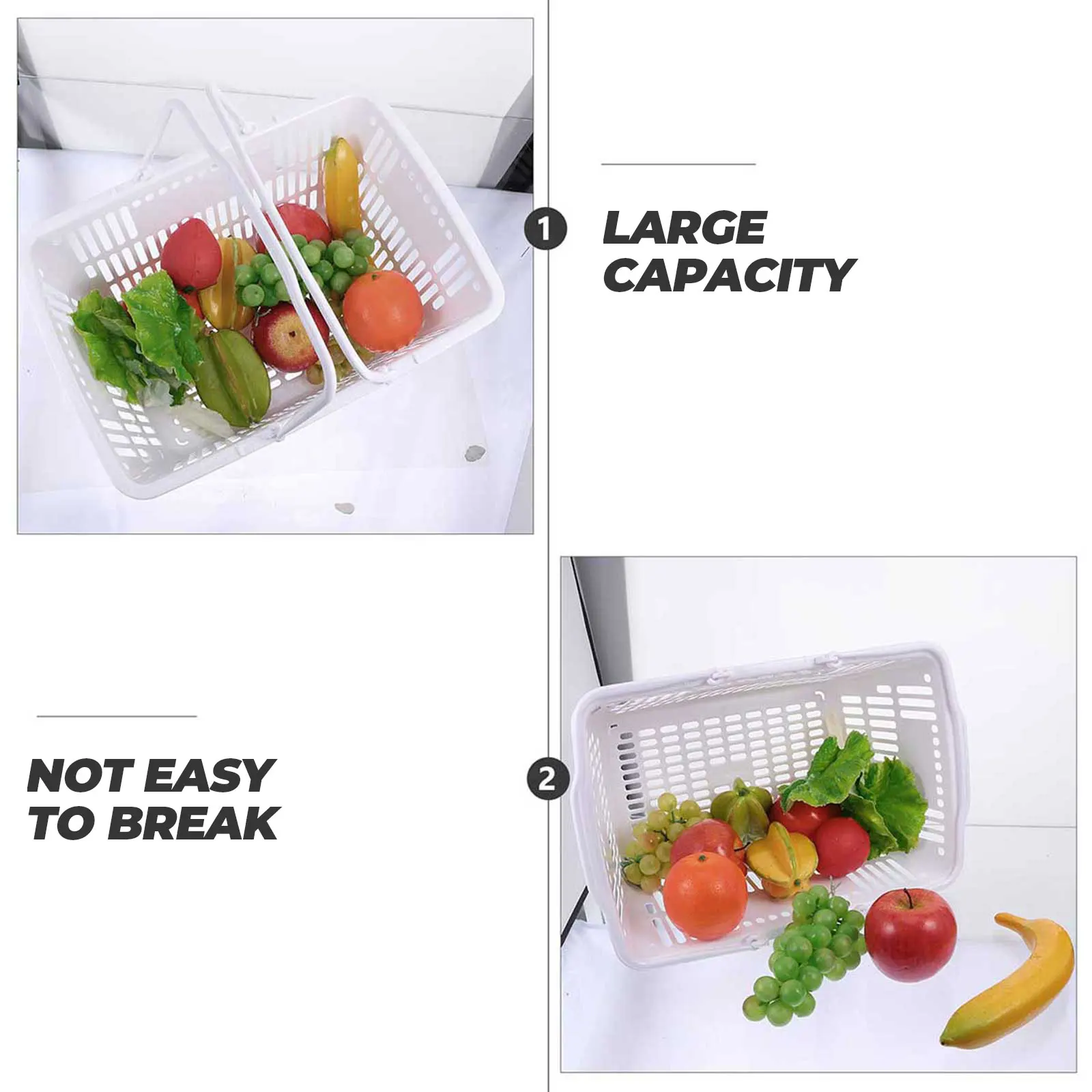 

Handheld Shopping Basket Plastic Storage Basket Strong Bearing Capacity Portable Grocery Holder For Kitchen Bathroom Seasoning