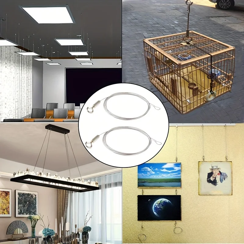 1pc Adjustable 2M 3M 4M 5M Stainless Steel Sling Wire Rope Lights Hanging Kit for Picture Frame Lamp Artwork Fixture Home Decor