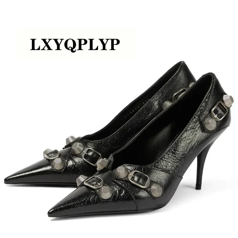 Summer High-end New Thin High-heeled Single Shoes Fashion Rivets Pointed Single Shoes Sexy Night Club Party High Heels