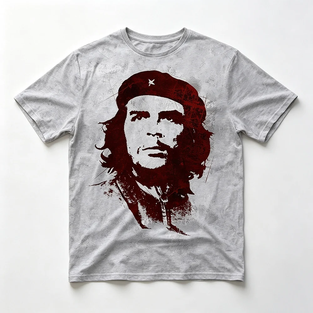 Men Vintage Che Guevara Portrait Graphic T-Shirt Retro Revolutionary Hero Print Short Sleeve Casual Crew Neck Family Kids Tees