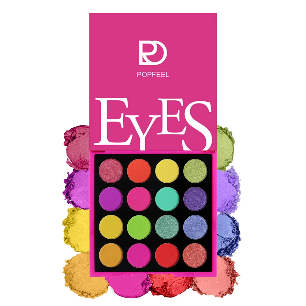 Paleta de sombras de ojos POPFEEL Spotlight, paleta de maquillaje de ojos, paleta de sombras de ojos con pigmento brillante mate de 16 colores