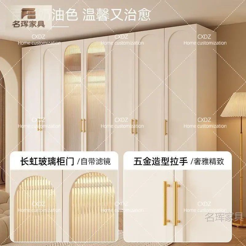 Large Bedroom Wardrobe with Glass Doors and Drawers Floor to Ceiling Closet Storage Cabinet for Cloakroom Modern Home