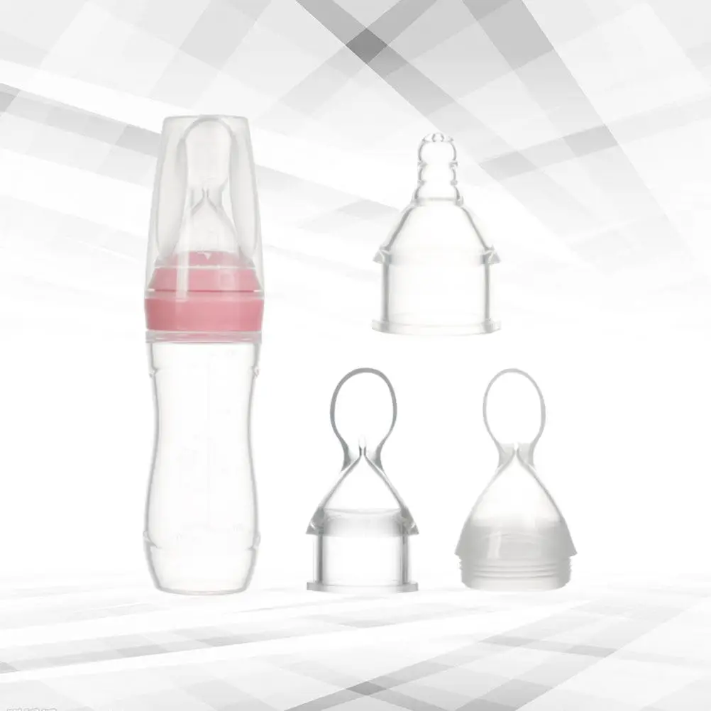 

3Pcs Silicone Baby Feeding Bottle with Spoon Head Ergonomic Design for Milk Juice Medicine Easy Clean Portable Travel Newborn