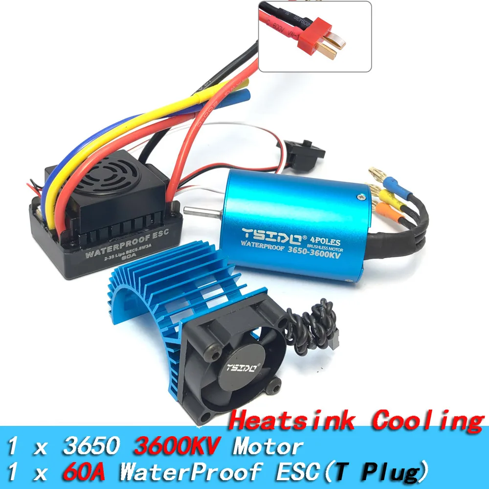 YSIDO 3650 Combo 5400KV 3600KV Bürstenloser Motor 60A/80A/120A ESC für 1/10 Traxxas HSP Tamiya Arrma RedCat RC Monster Truck Auto – Detail 18