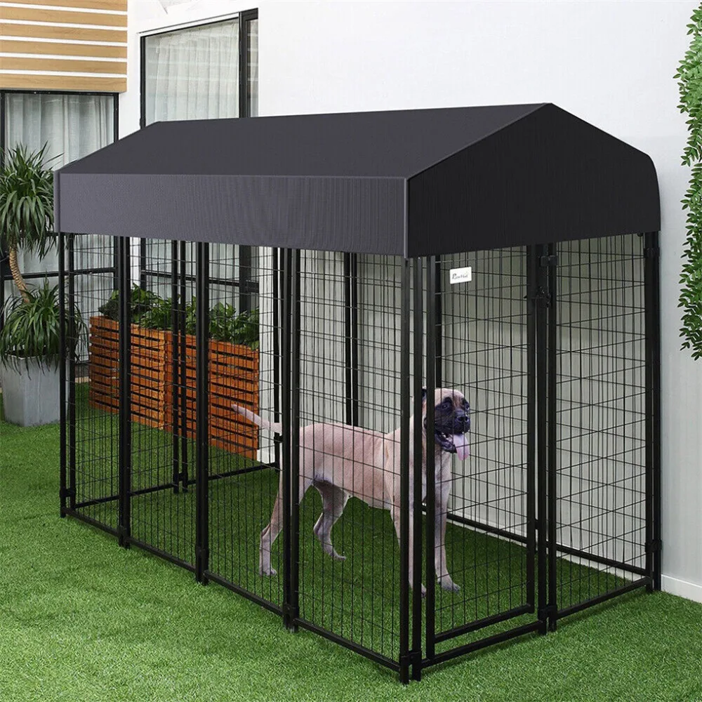 

Heavy Duty Dog Crate Strong Metal Cage House Shape XXL Pet Kennel Crate Playpen