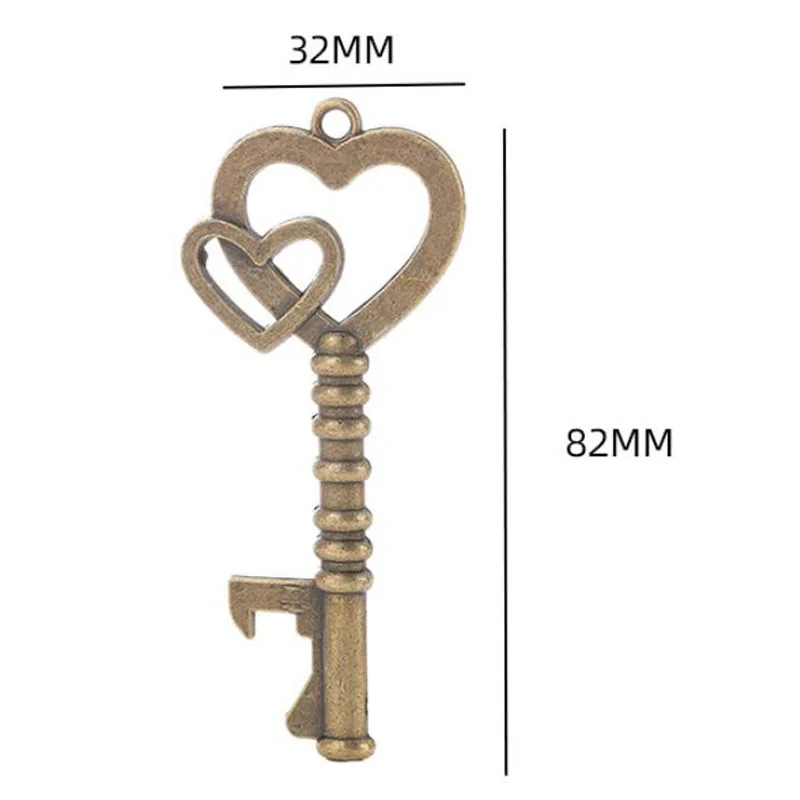 200Pcs/Lot Vintage Key Double heart Bottle Opener Wedding Pendant Beer Opener Festival Souvenir Gift Wedding Party Favor