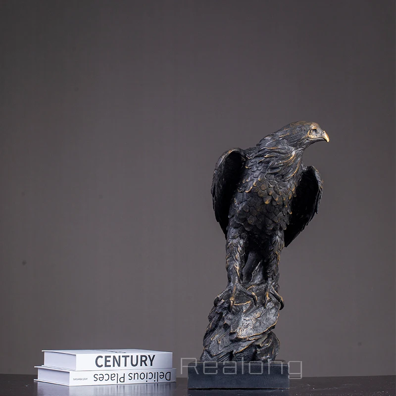 Bronze Eagle Statue Antique Bronze Eegle Sculpture Handmade Casting Bronze Animal Statues For Home Decor Indoor Ornament Gift