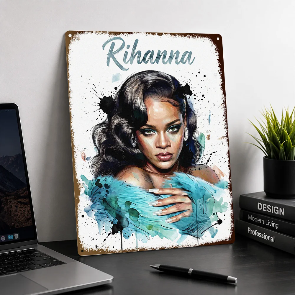 Rihanna Printed Poster Personalized Aluminum Metal Sign Chart Topper Style Wall Art Made For Music Fans In Entertainment Space