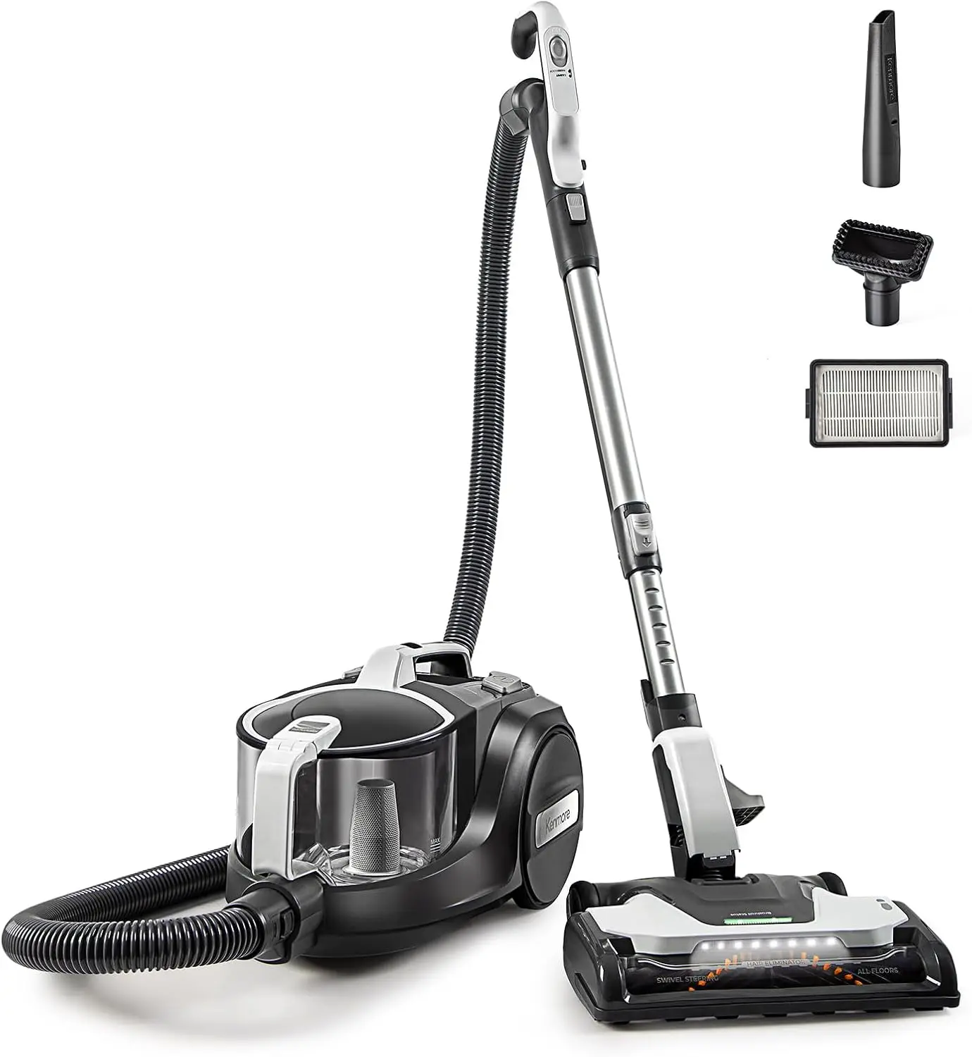 Kenmore Dc5070 500 Series Bagless Canister Vacuum With Hair Eliminator Brushroll，2-Motor Cyclonic Technology, Hepa Filtration &