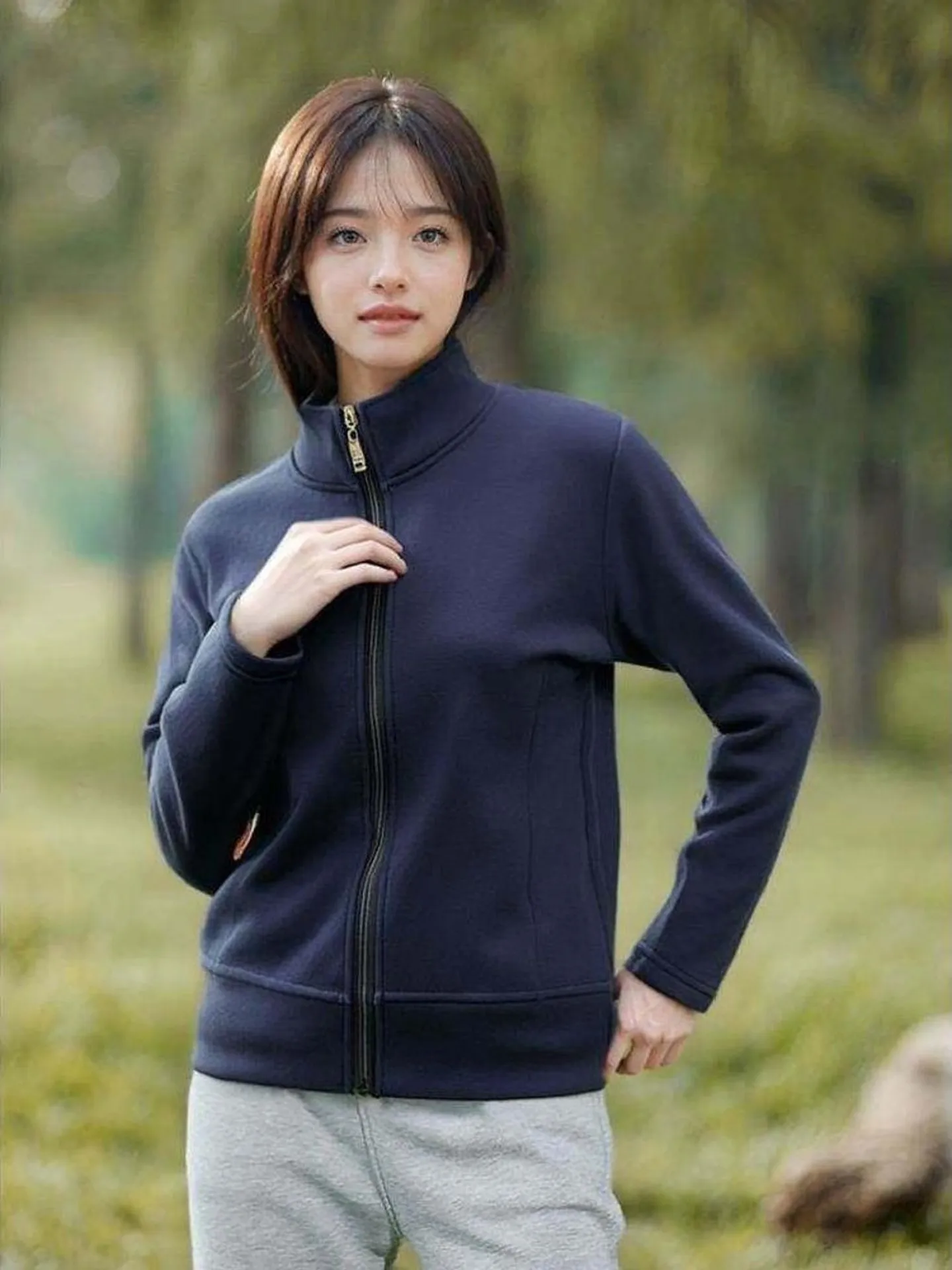 

Thiened Fce Autumn Winter New Sle Comfortable Warm Slim Fit Gym Collar Casual Open Cardigan Women's Outerwear Loose