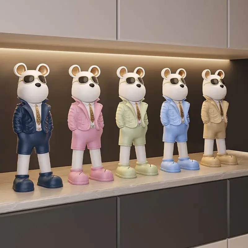Statue d'ours Creative Sunnies, décoration de table, figurines d'animaux, artisanat en résine, cadeau, art nordique moderne, accessoires de décoration intérieure