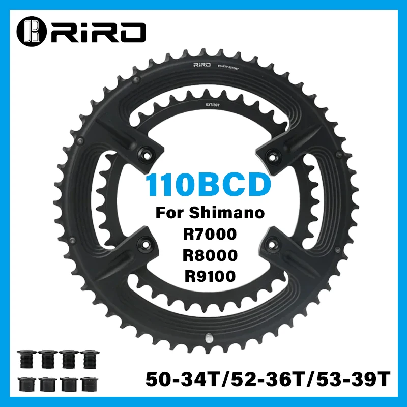 

Звездочка для шоссейного велосипеда RIRO для Shimano 105 R7000 R8000 R9100, велосипедная звездочка 7075AL, кольцо для велосипедной цепи 50-34T 52-36T 53-39T