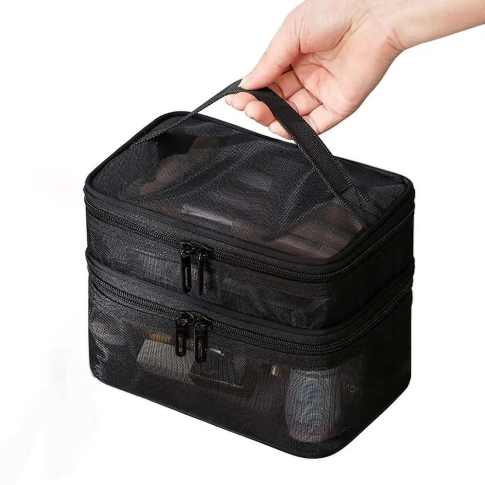 Transparent Mesh Travel Cosmetic Bag Large Capacity 2/3 layer Makeup Organizer Bag Storage Toiletry Bag Gym Swimming